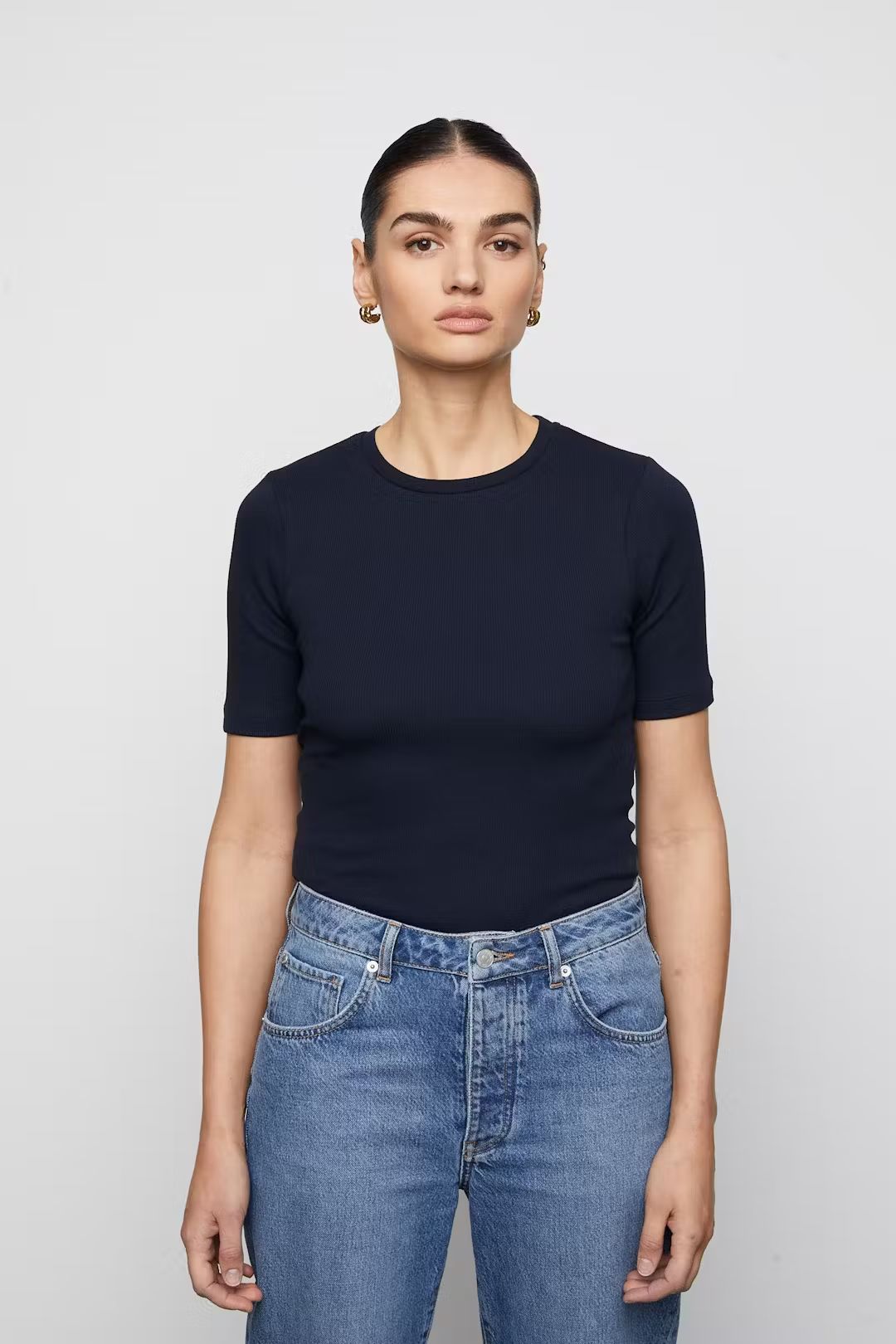 Pippa Rib Tee Navy