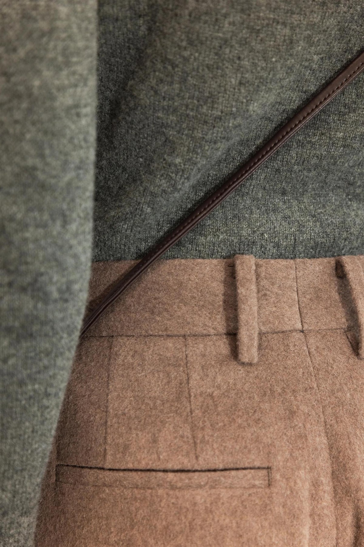 Ava Wool Trouser -  Dark Taupe Melange