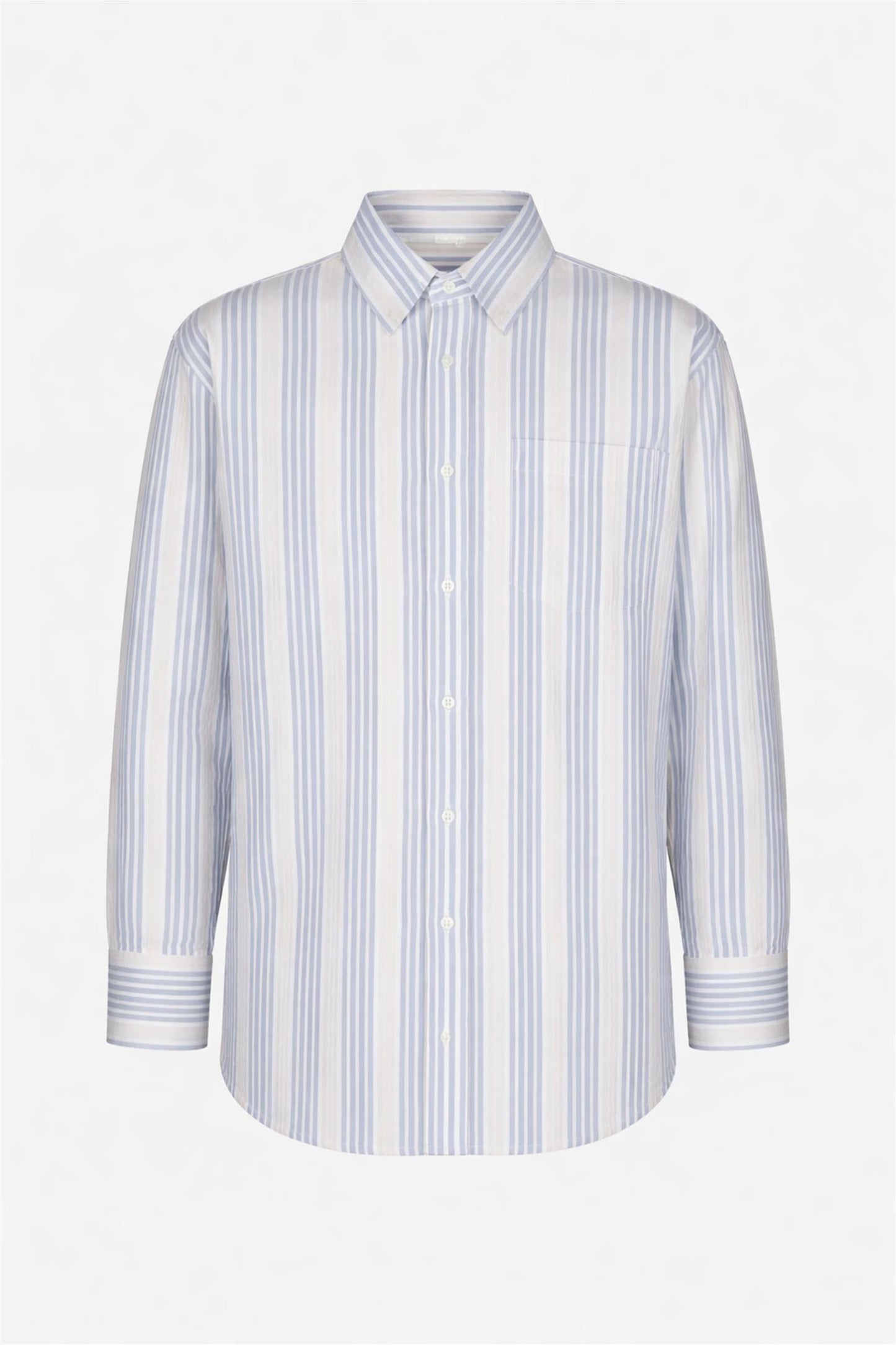 Bibi Crepe Shirt - Blue Stripe