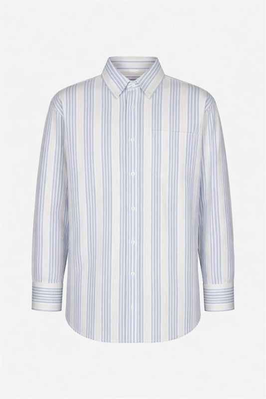 Bibi Crepe Shirt - Blue Stripe