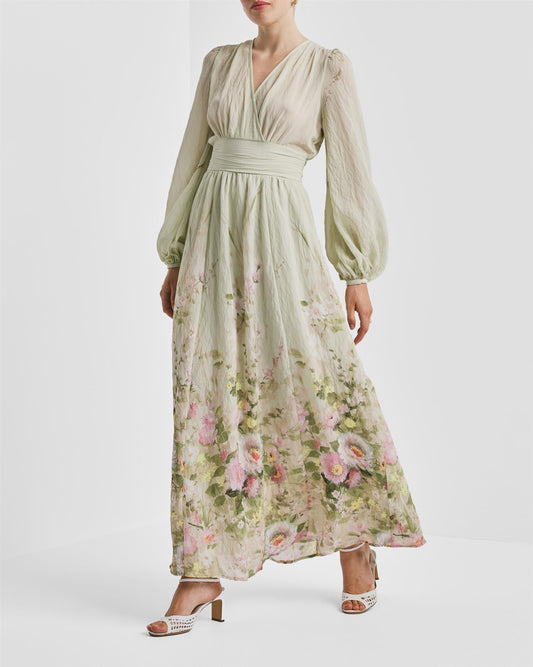 Viscose V-Neck Dress - Growing Garden