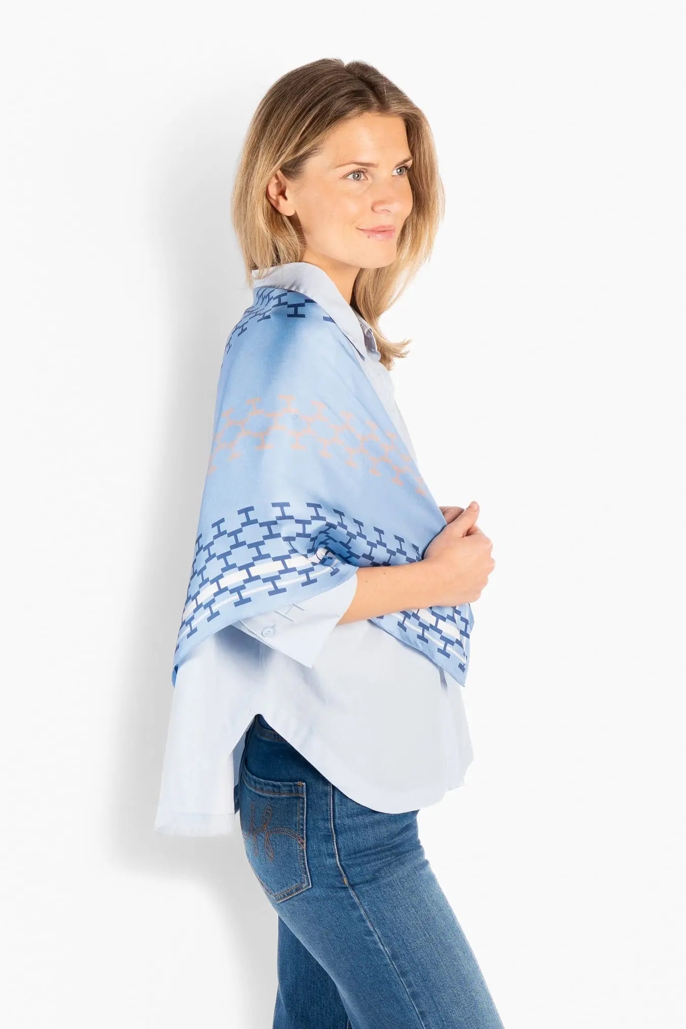 Isadora Silk Scarf Large - Skyway