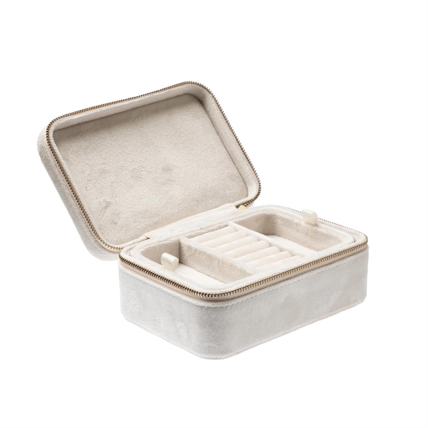 Velvet Jewellery Box Off White