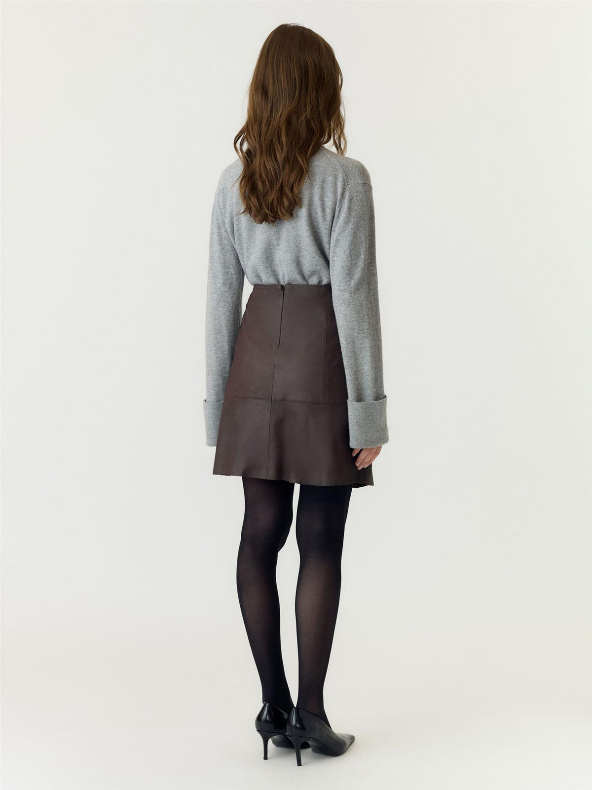 YASColly Naplon Leather Skirt - Brown