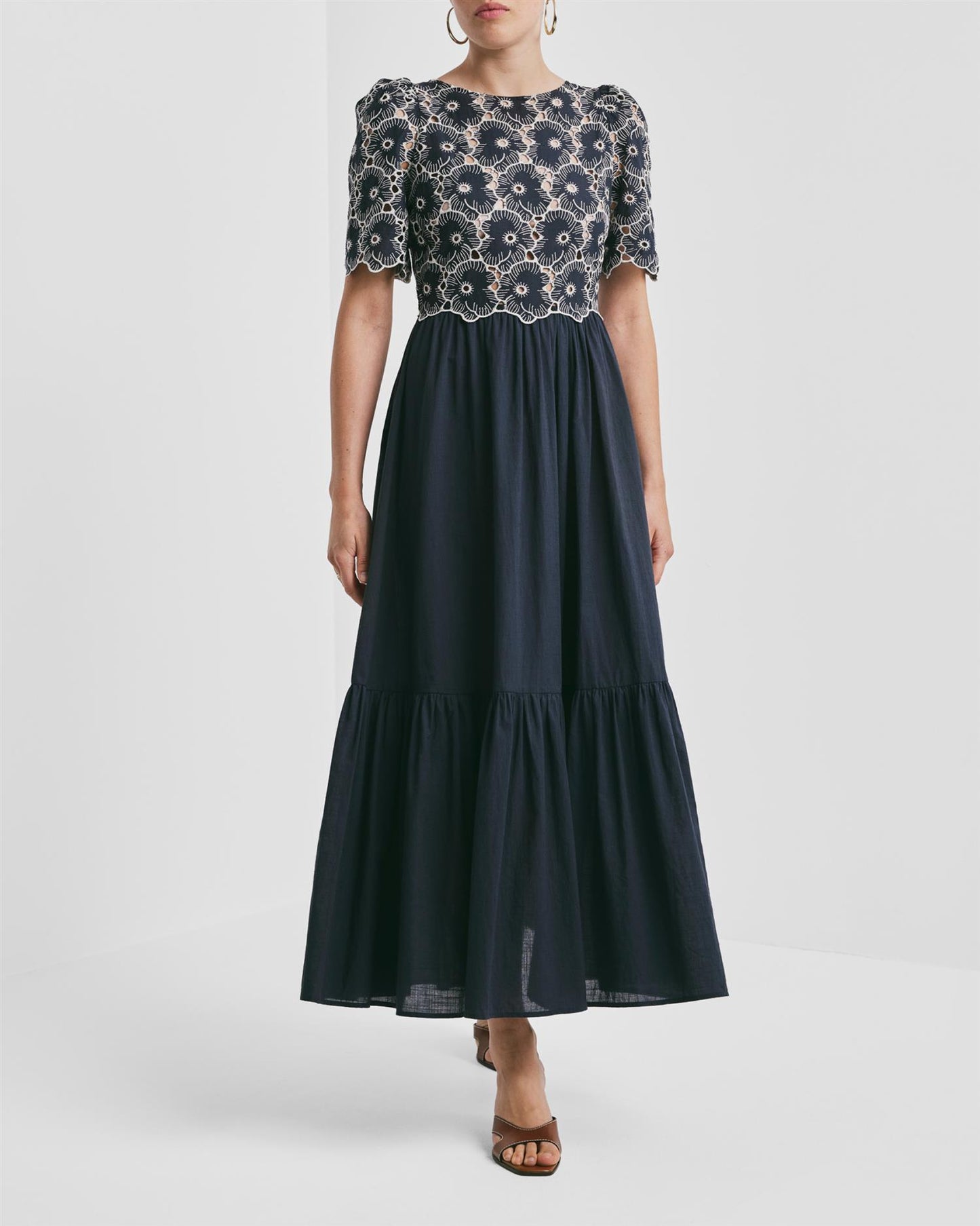 Broderie Anglaise Maxi Dress - Marine
