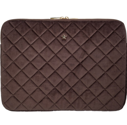 Velvet Quilted Mac Cover Chocolate Brown