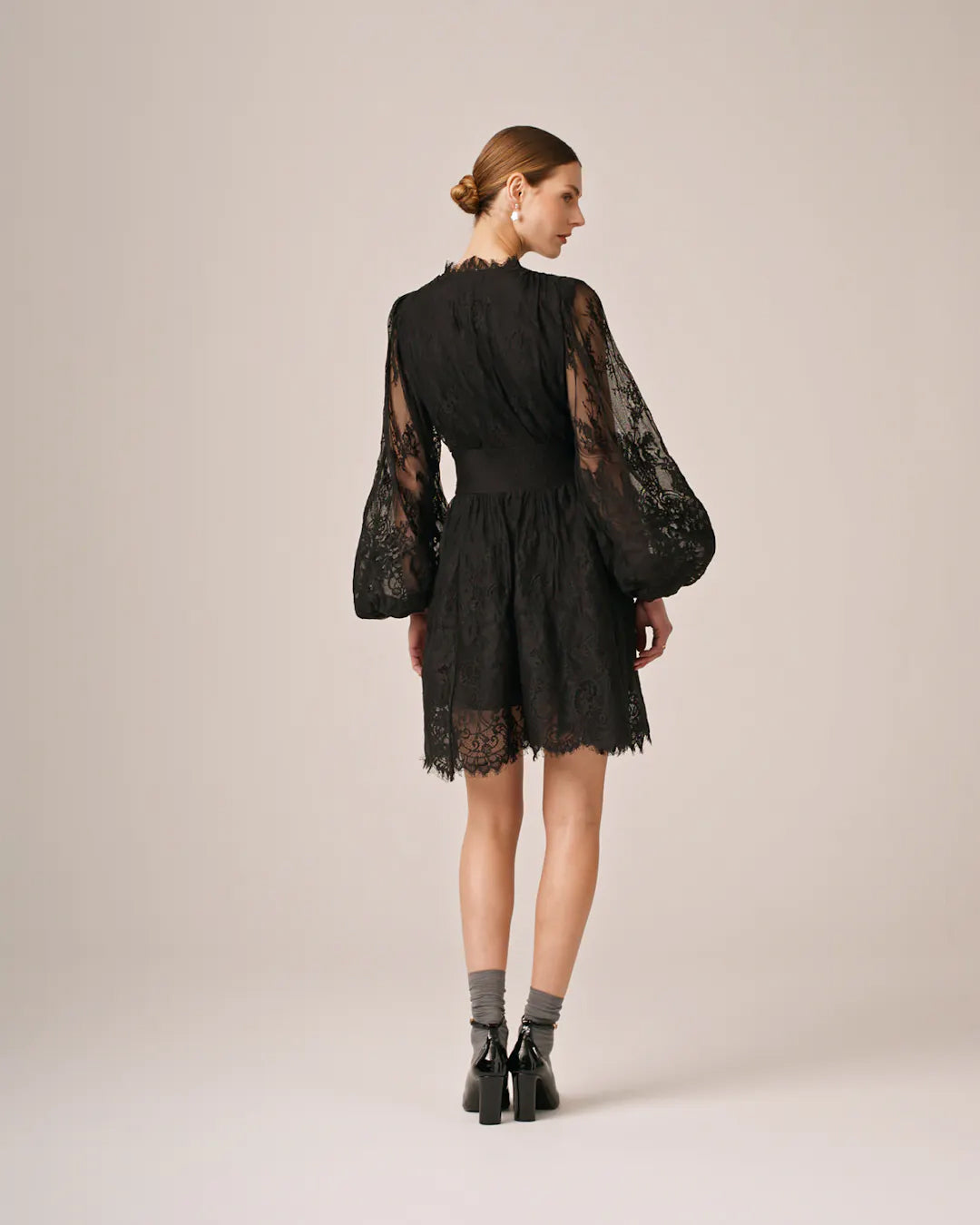 Lace V-Neck Dress Black