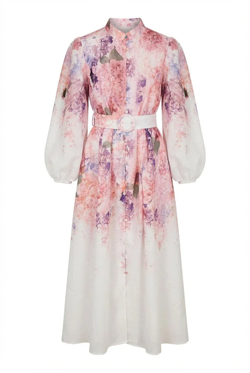 Osley Dress - White/Purple