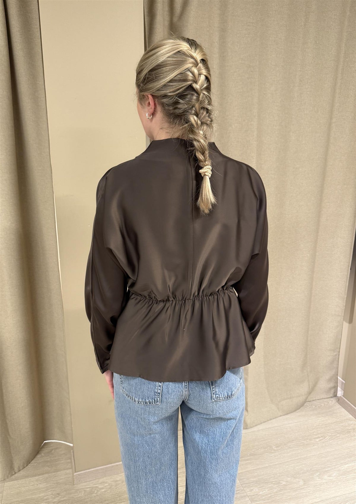 YasPella Funnel Neck Top - Chocolate Brown