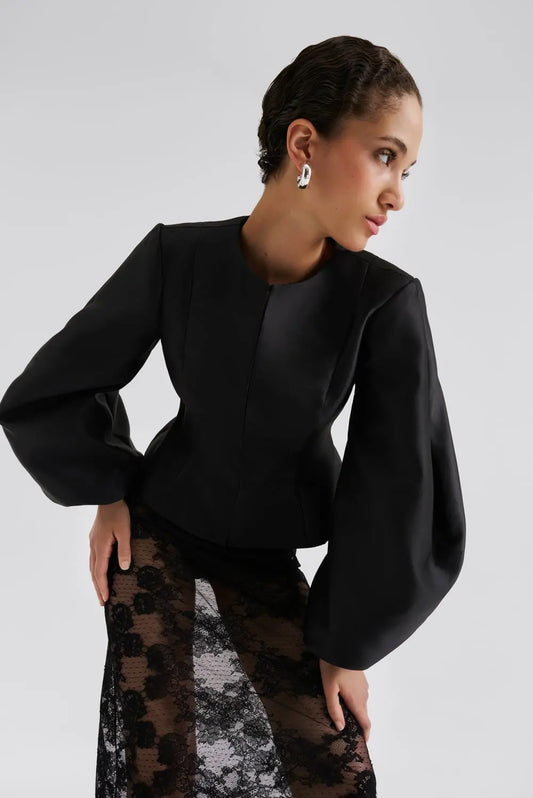 Vendela Balloon Sleeve Blouse - Black