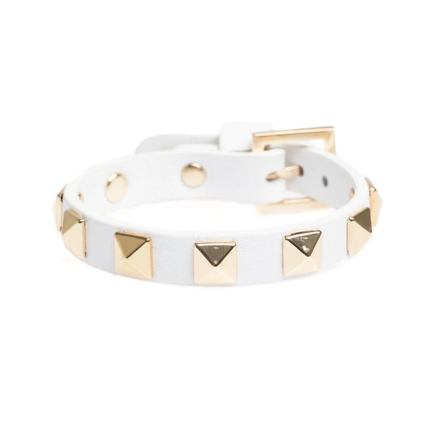 Leather Stud Bracelet White