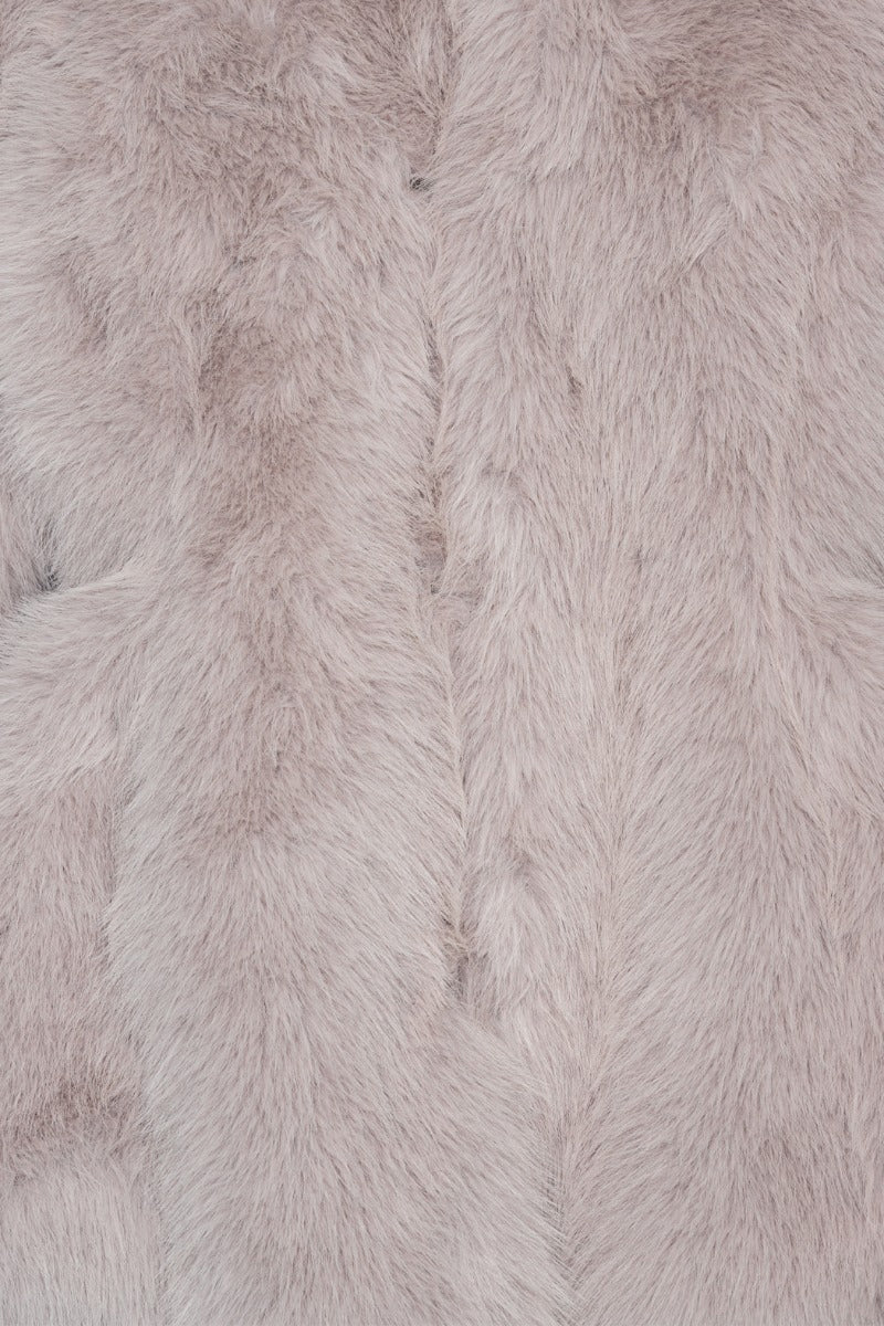 Faux Fur Flared Jacket - Light Grey