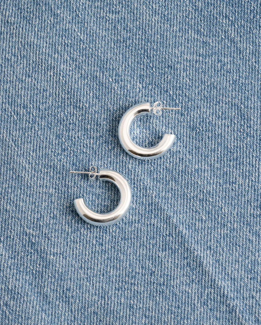 Medium Chunky Hoops Silver