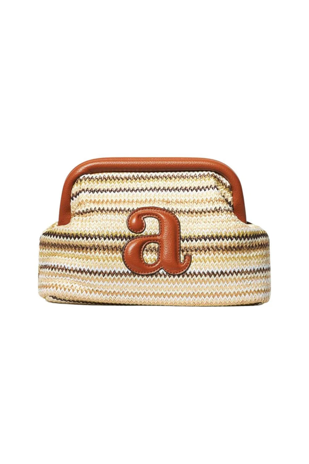 Raffia Clutch Stripe Ecru Combo