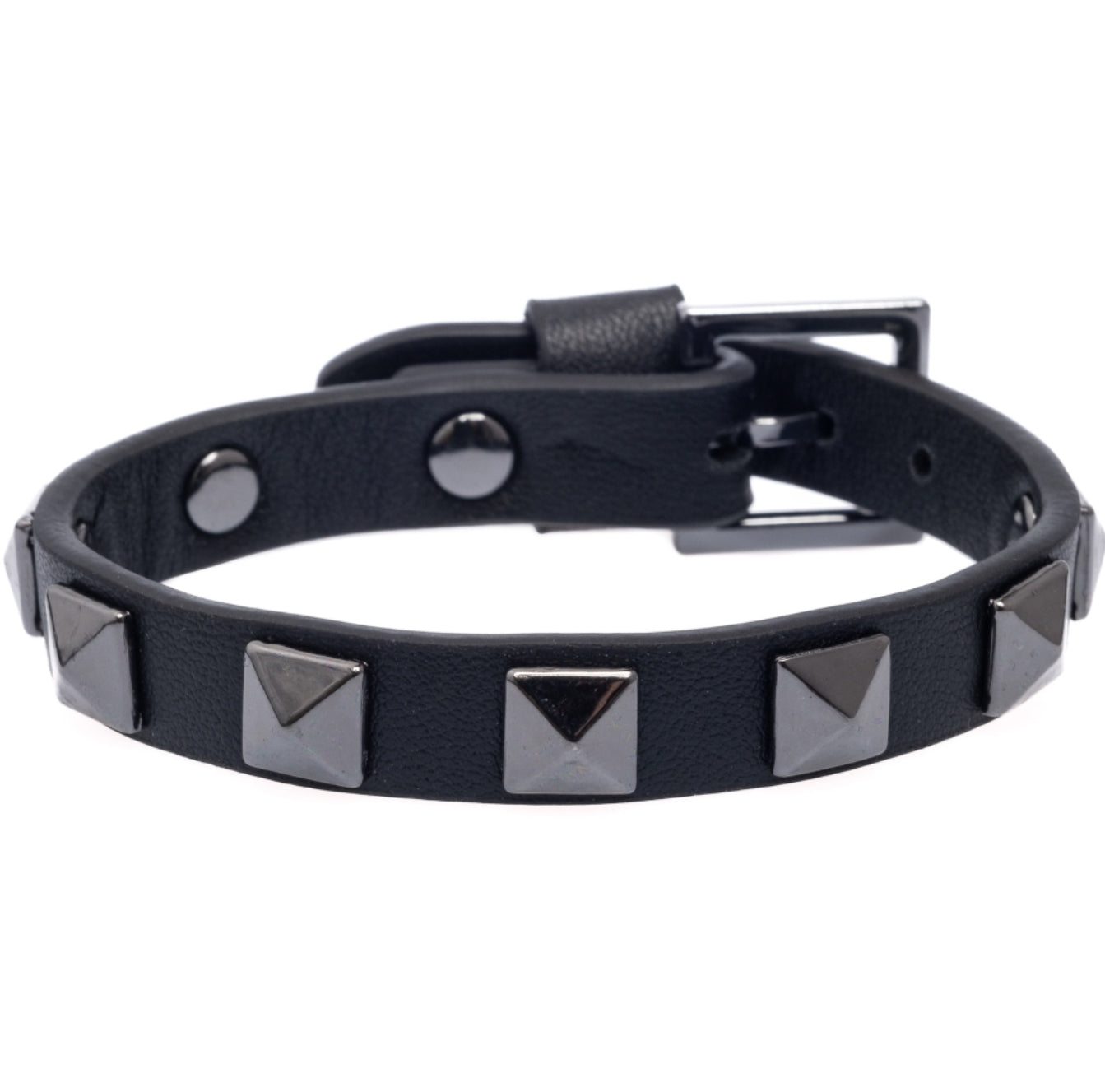 Leather Stud Bracelet Black w/Gun