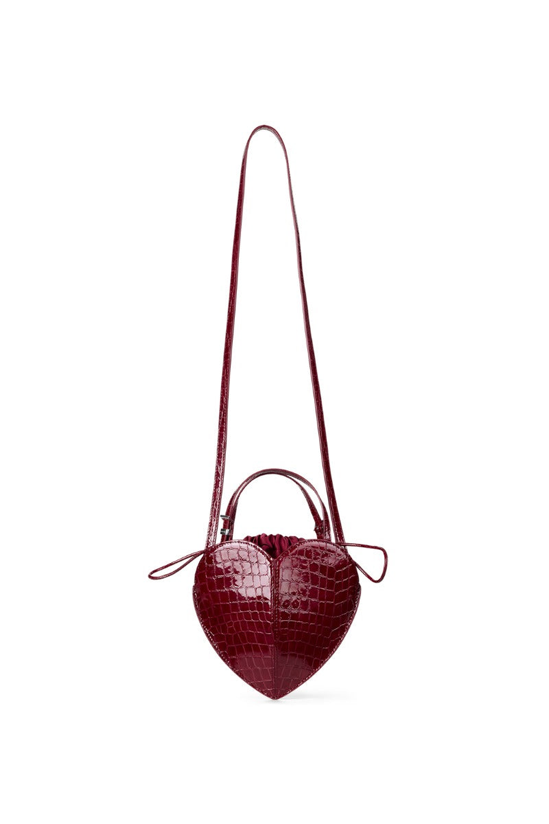 Pantent Croco Heart Bag - Windsor Wine