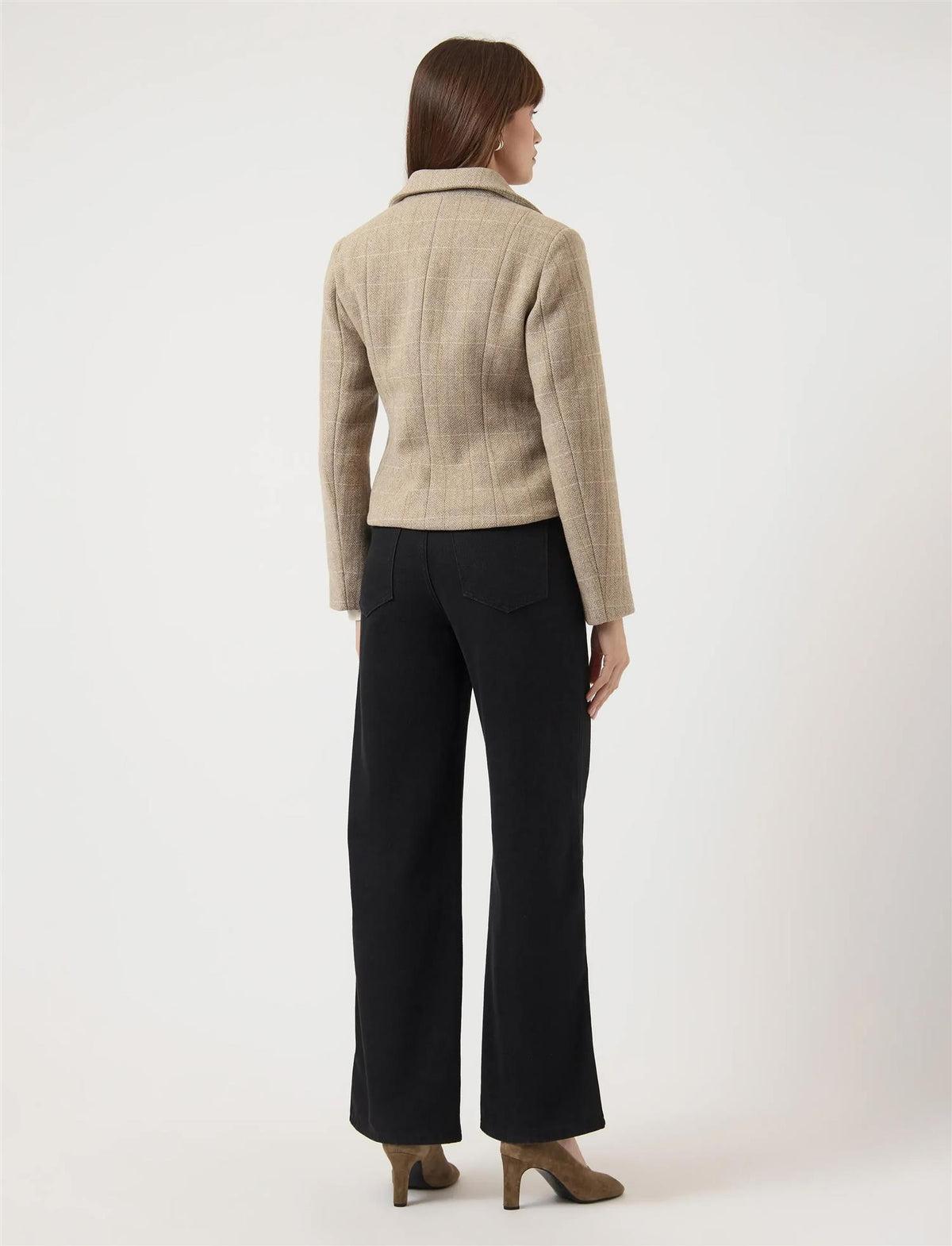 YasThela Wool Blend Short Jacket - Taupe Grey