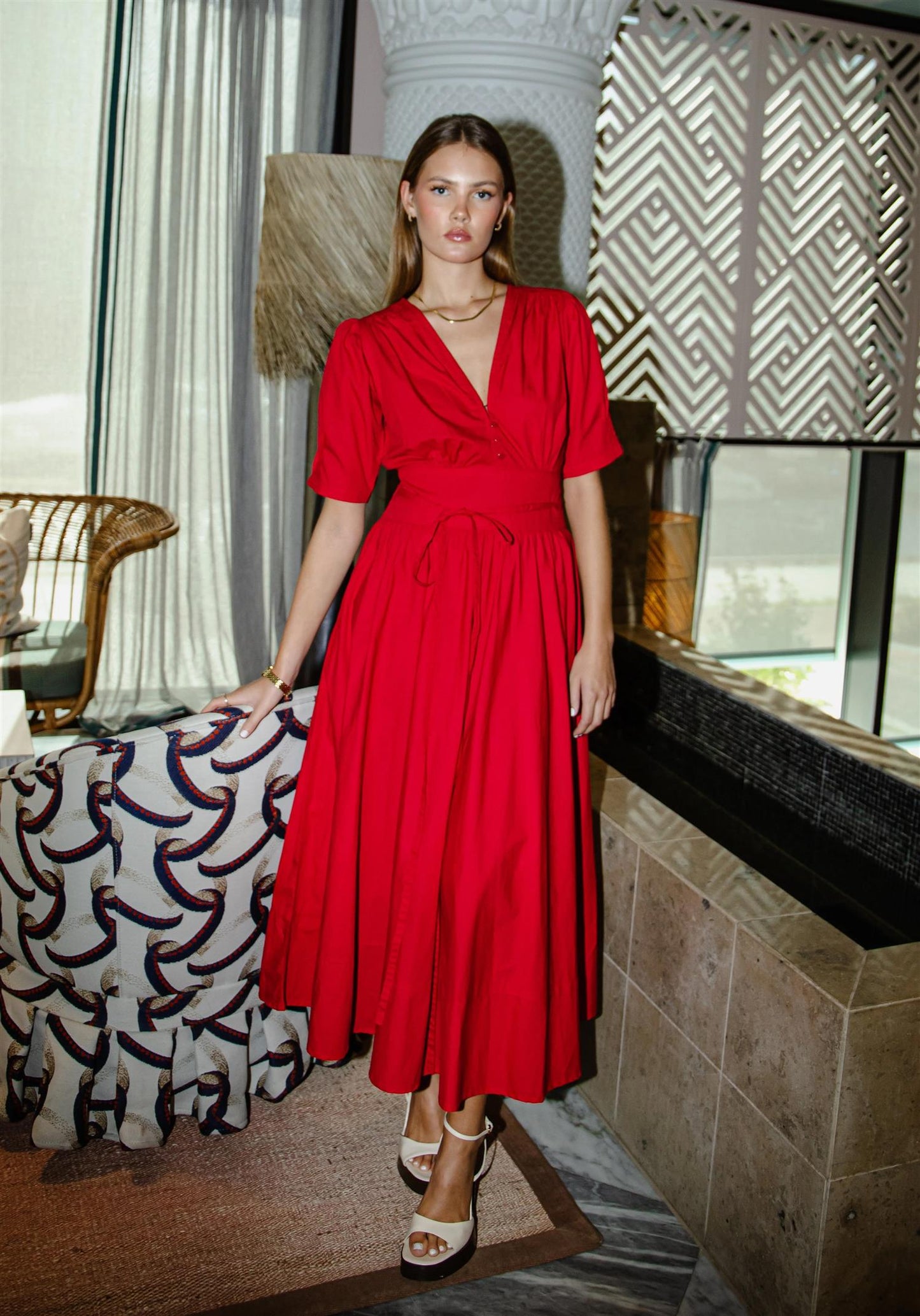 Maria Dress - City Red Poplin