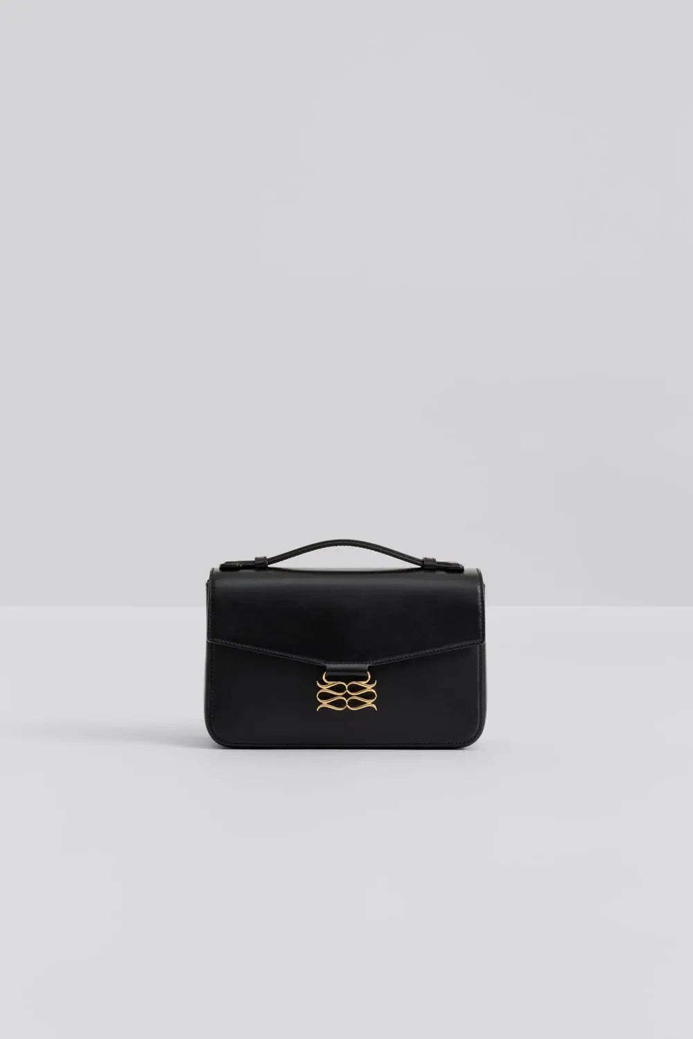 Monogram Leather Shoulder Bag - Black