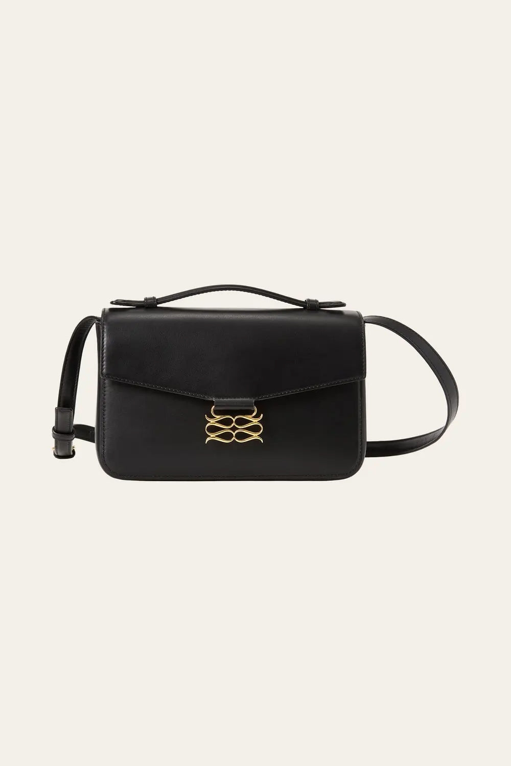 Monogram Leather Shoulder Bag - Black