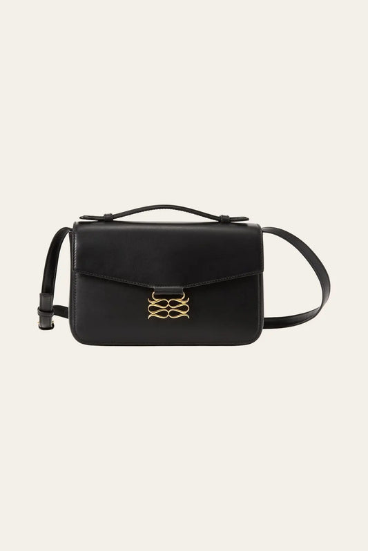 Monogram Leather Shoulder Bag - Black