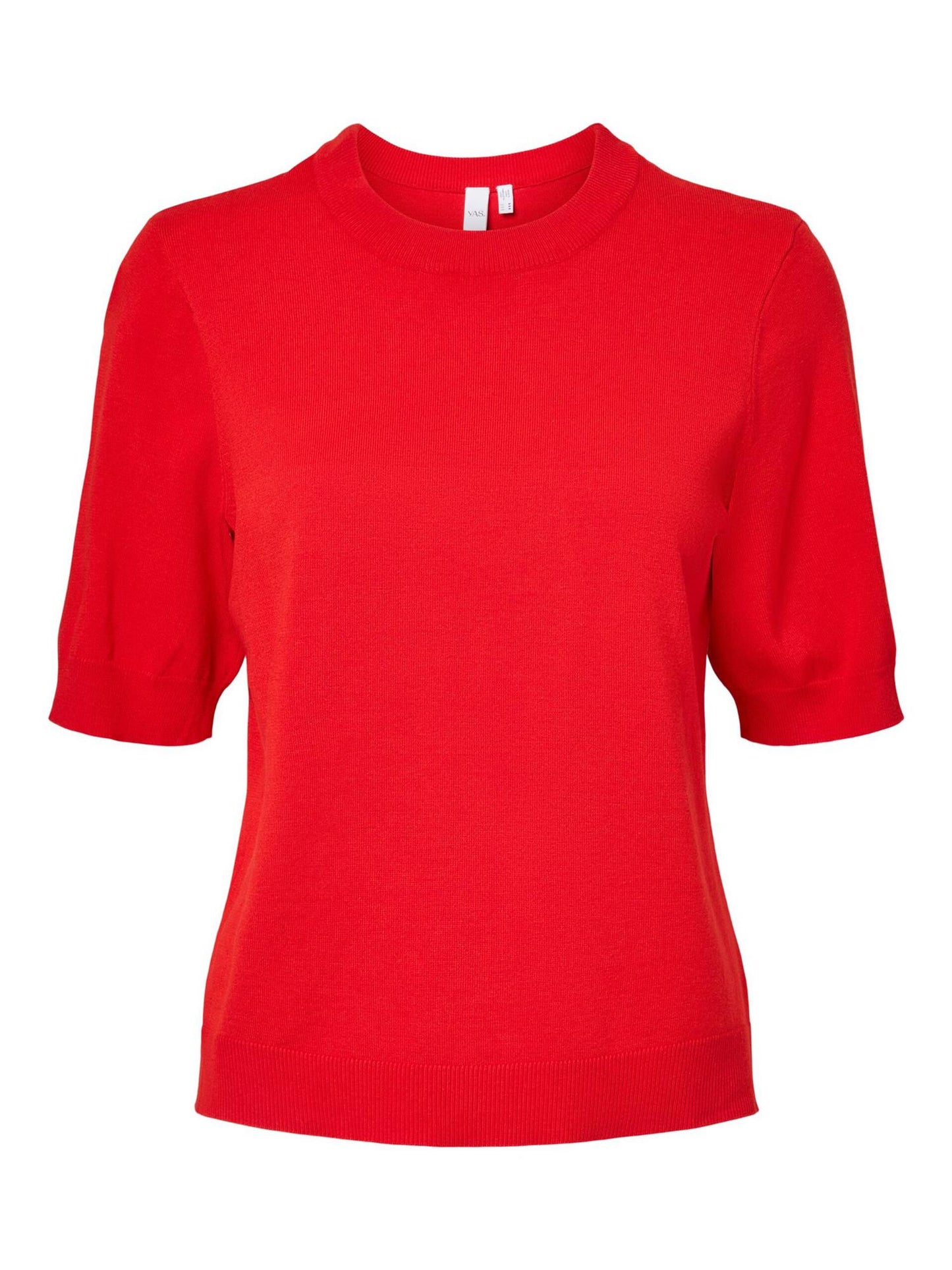 YasLena SS Knit Pullover Fiery Red