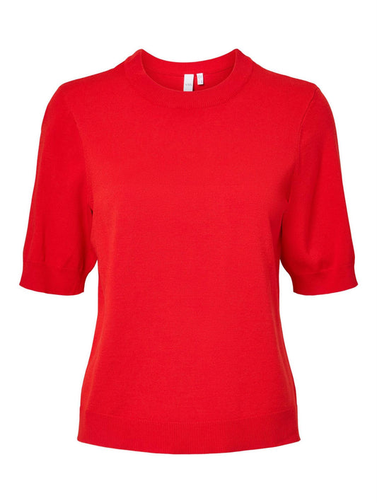 YasLena SS Knit Pullover Fiery Red