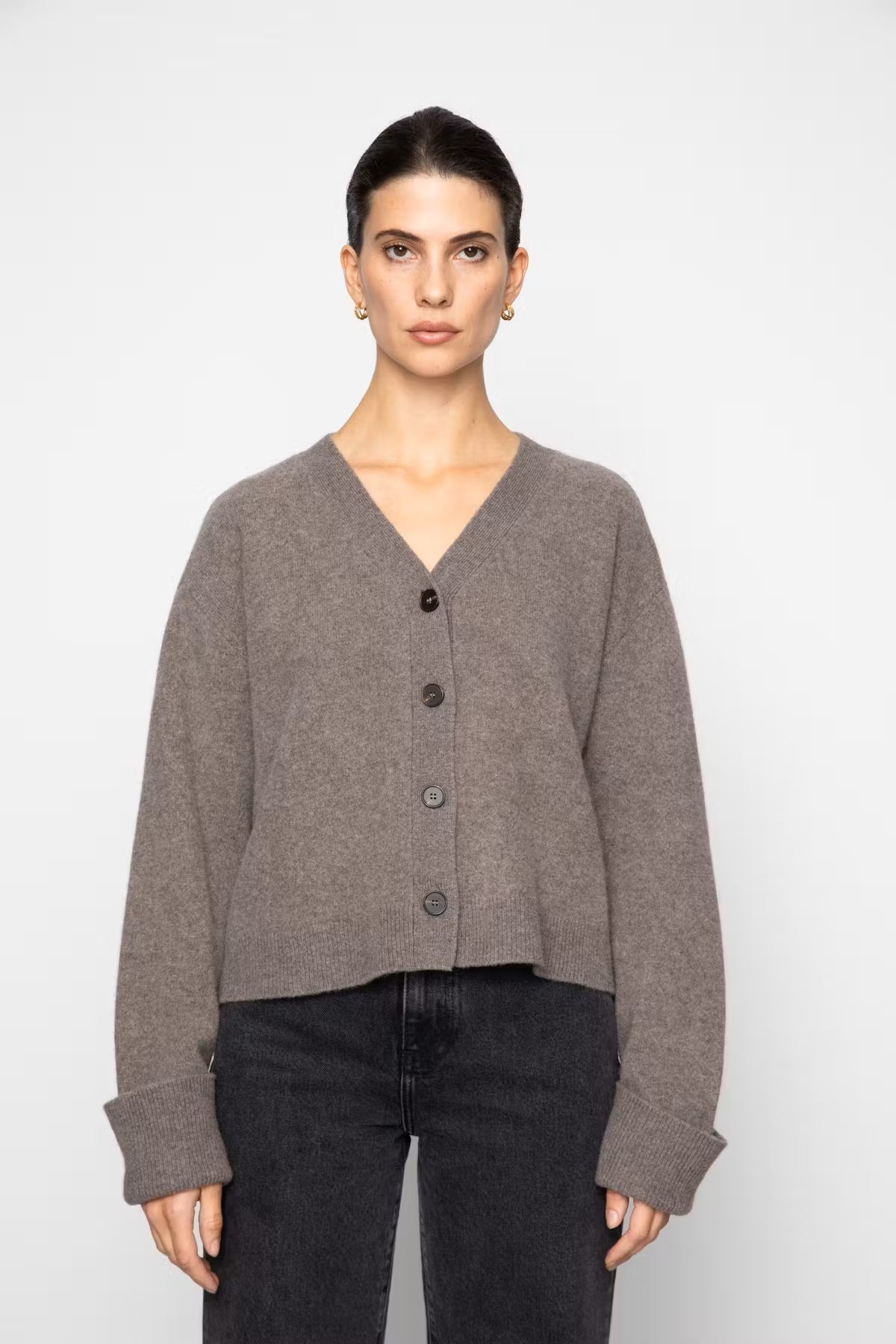 Aria Knit Cardigan Dark Taupe