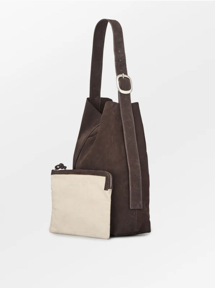 Suede Mae Buckle Bag - Chocolate Torte