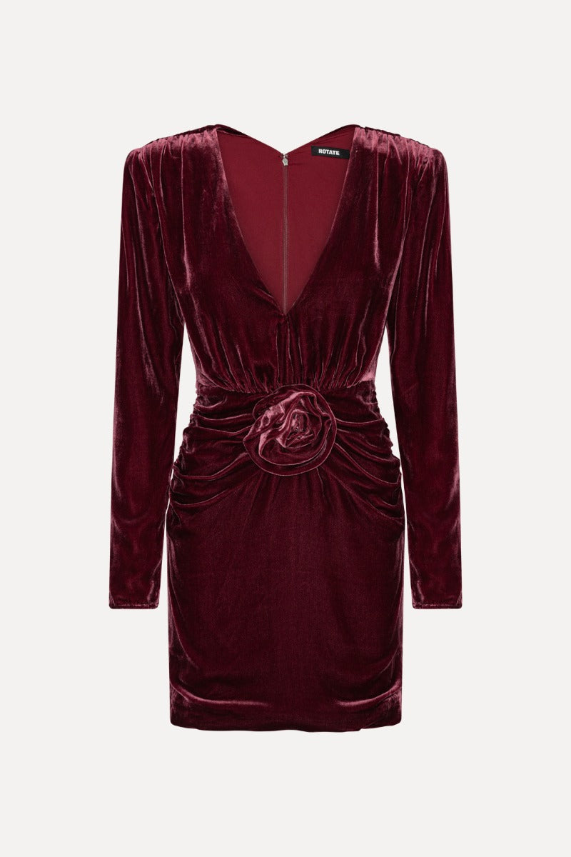 Silk Velvet Mini Dress - Zinfandel