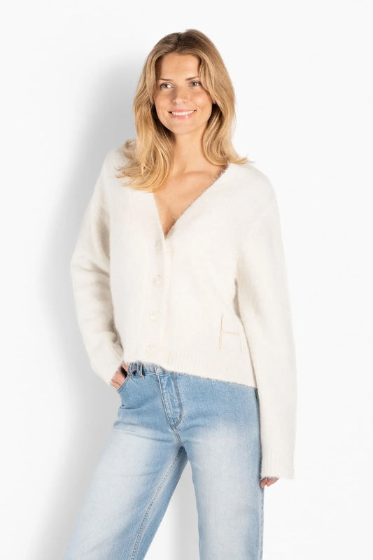 Pernille Short Cardigan - White Alyssum