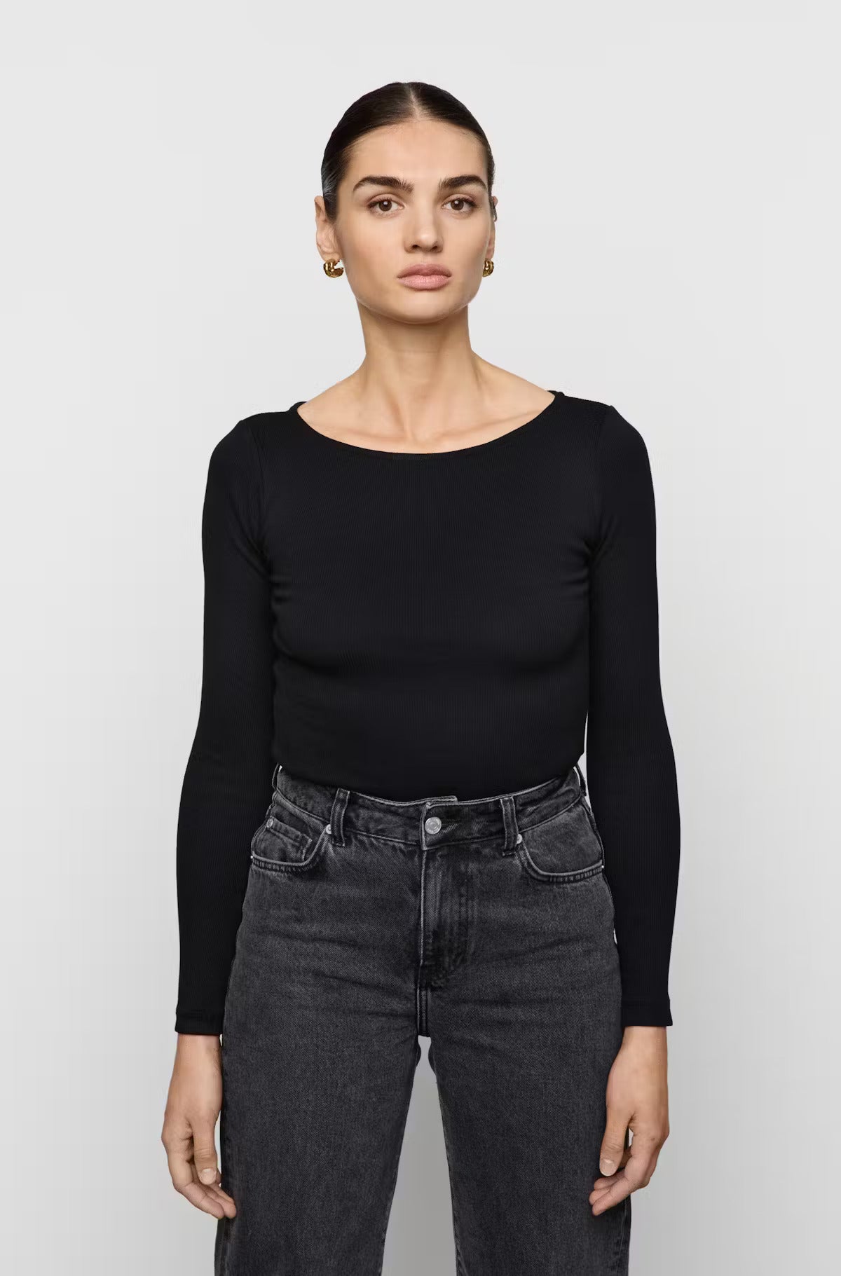 Petronella Rib Boatneck Black