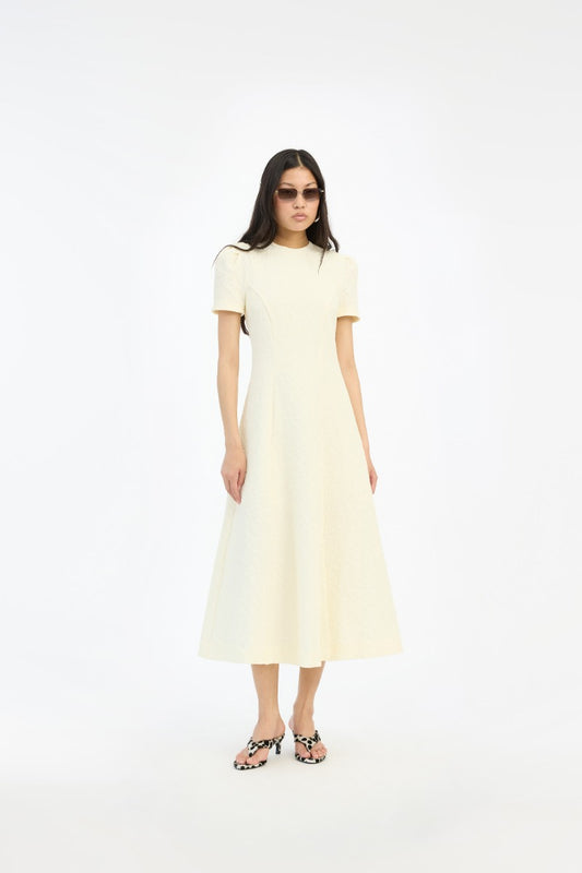 Jacquard Flared Dress - Winter White