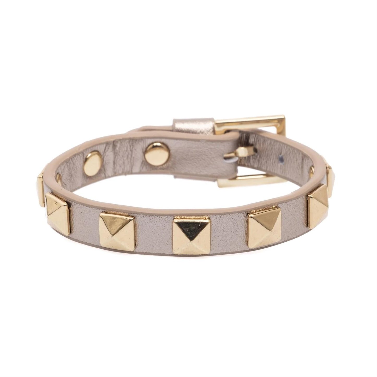 Leather Stud Bracelet Champagne Metallic