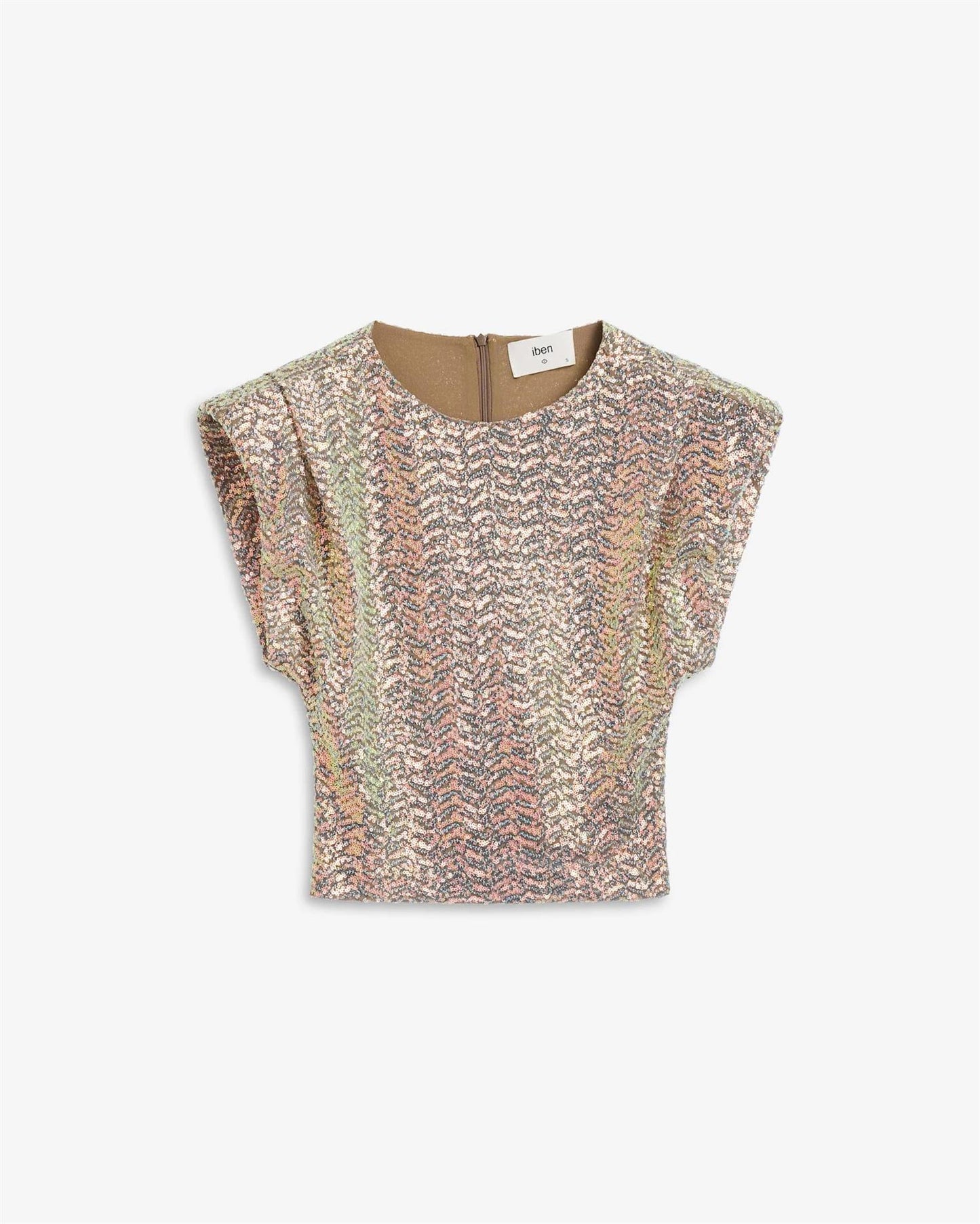 Sunset Sequin Top Iridecent Beige