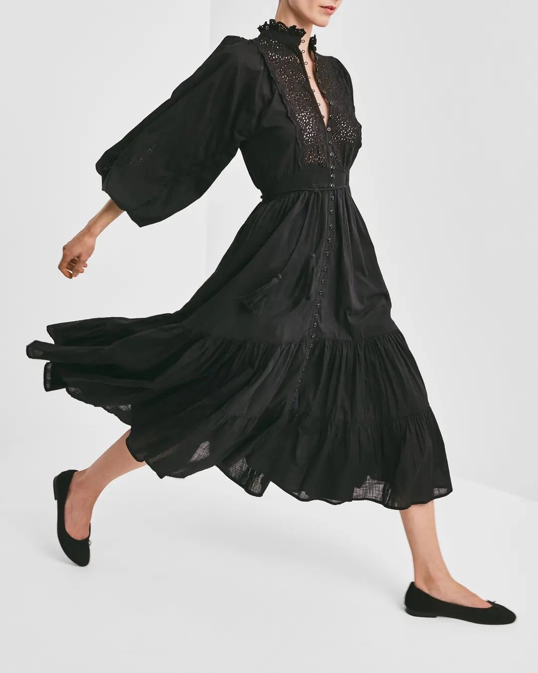 Cotton Slub Midi Dress
