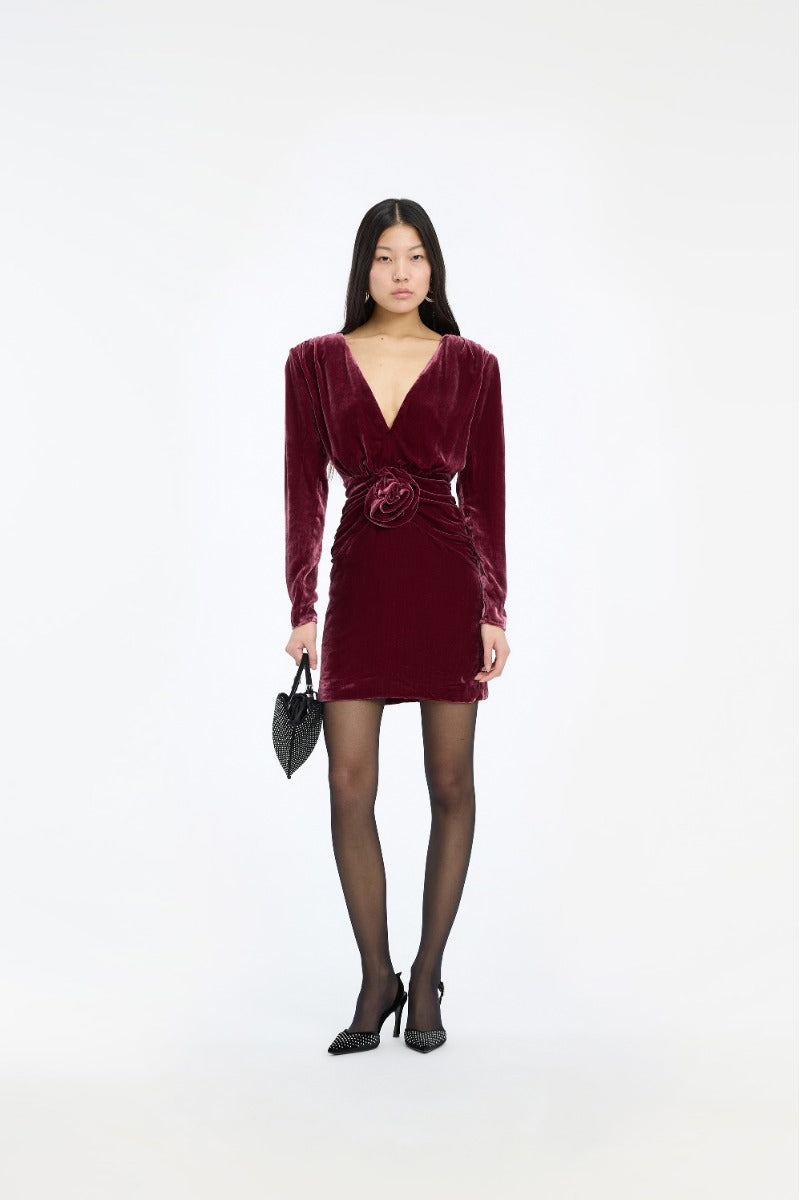 Silk Velvet Mini Dress - Zinfandel