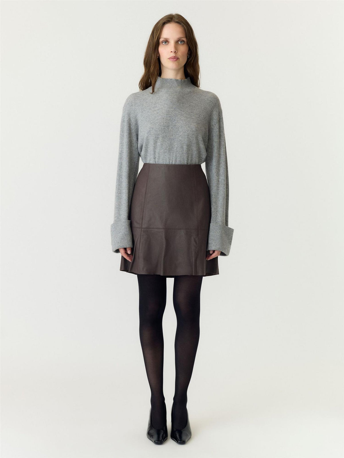 YASColly Naplon Leather Skirt - Brown