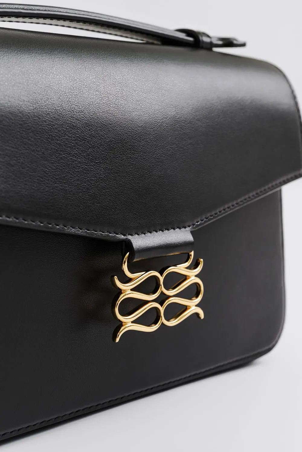 Monogram Leather Shoulder Bag - Black
