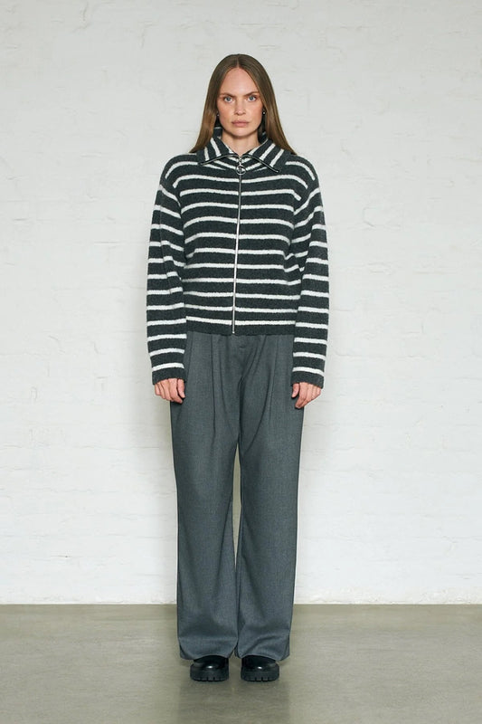 James Stripe Dk Grey/Offwhite