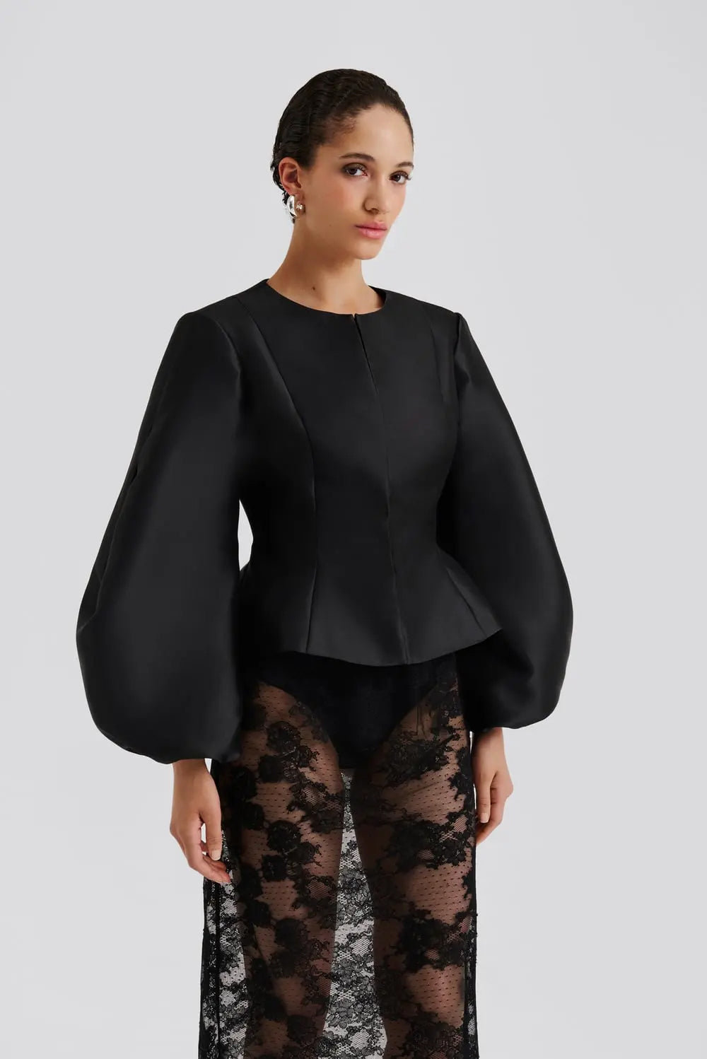 Vendela Balloon Sleeve Blouse - Black