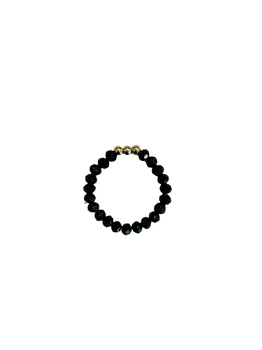 Crystal Bead Ring 3 mm Sparkled Black