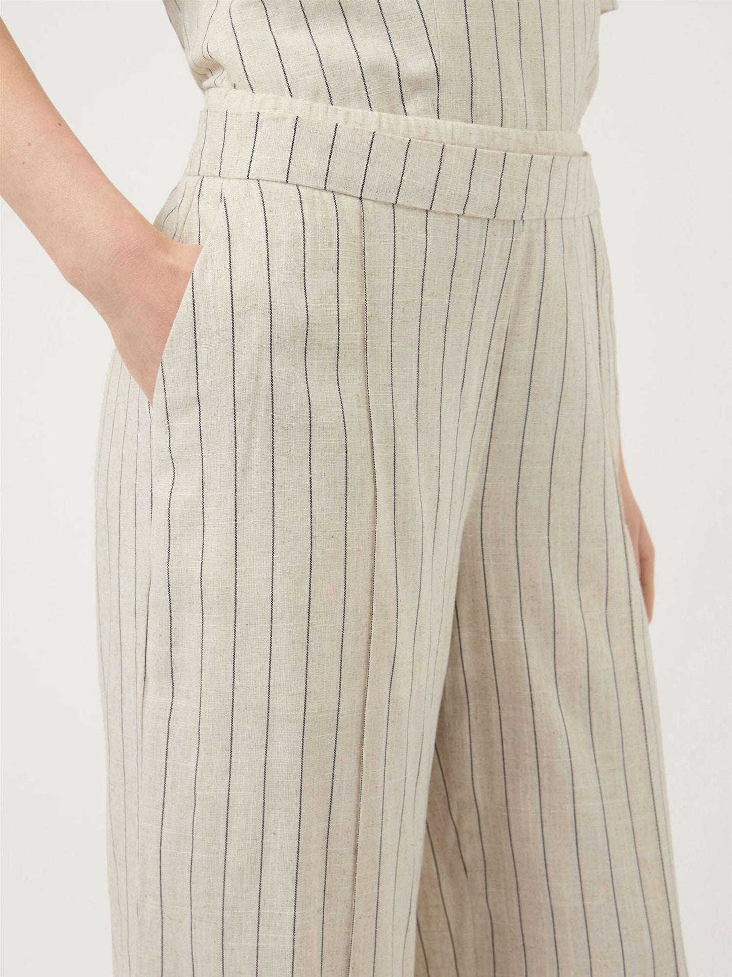YasLinura Linen Blend Pant - Pristine Pinstripe
