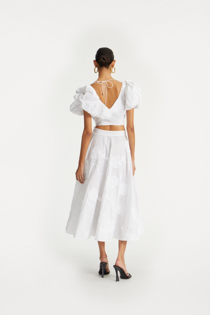 Flower Maxi Skirt - Bright White