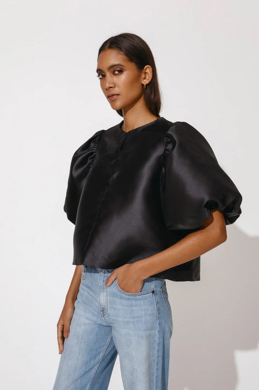 Cleo Pouf Sleeve Blouse Black