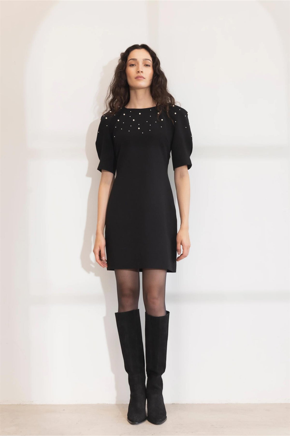 Tava Pearl Dress - Black
