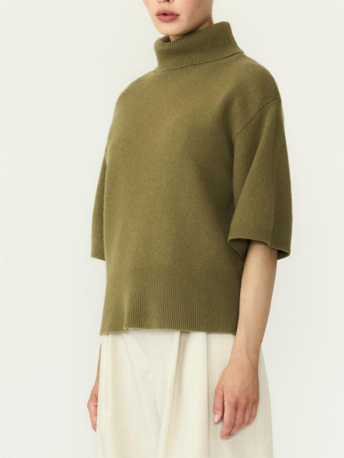 YasEmila Wool Knit Pullover - Fir Green Melange