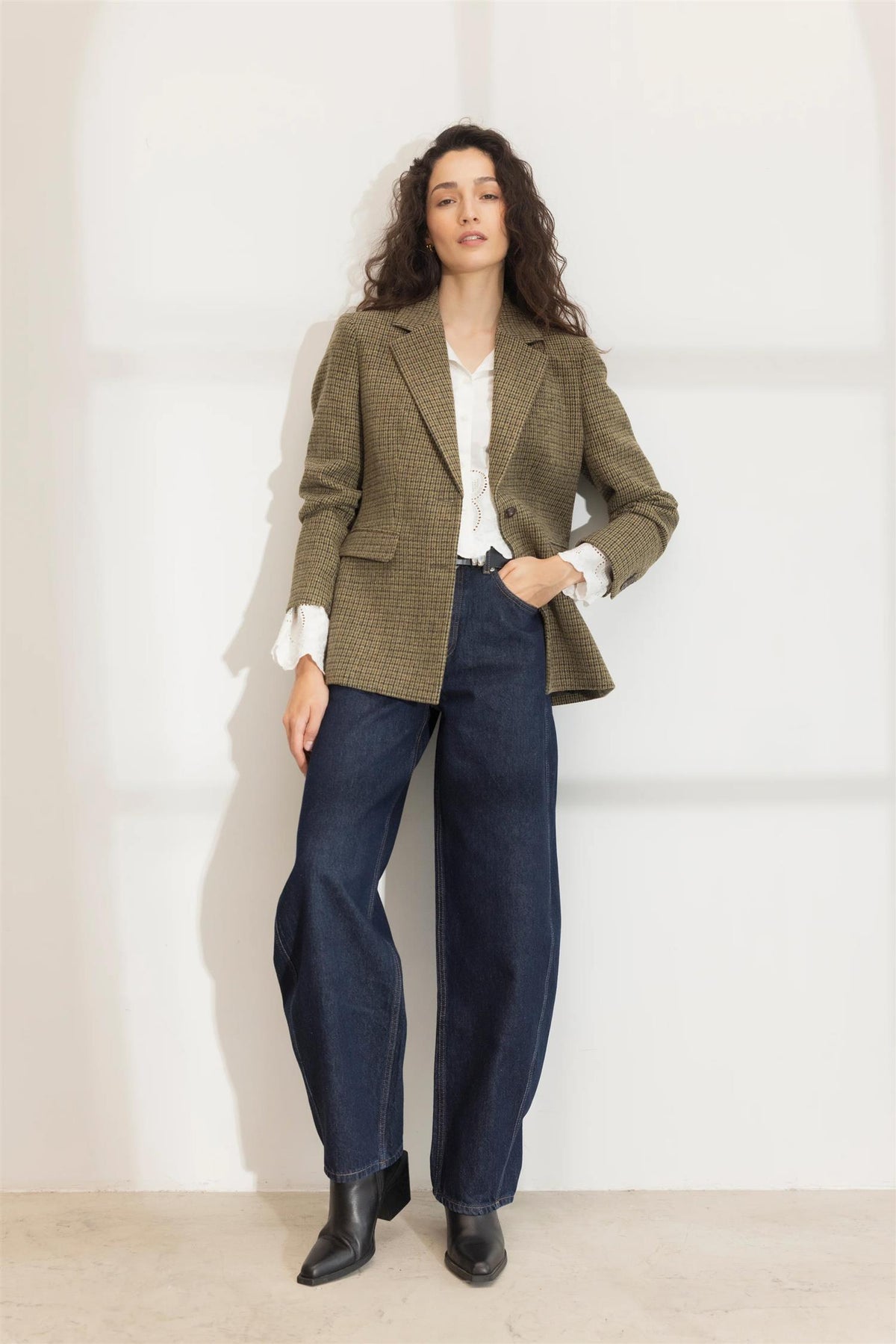 Brook Houndstooth Blazer - Green Houndstooth