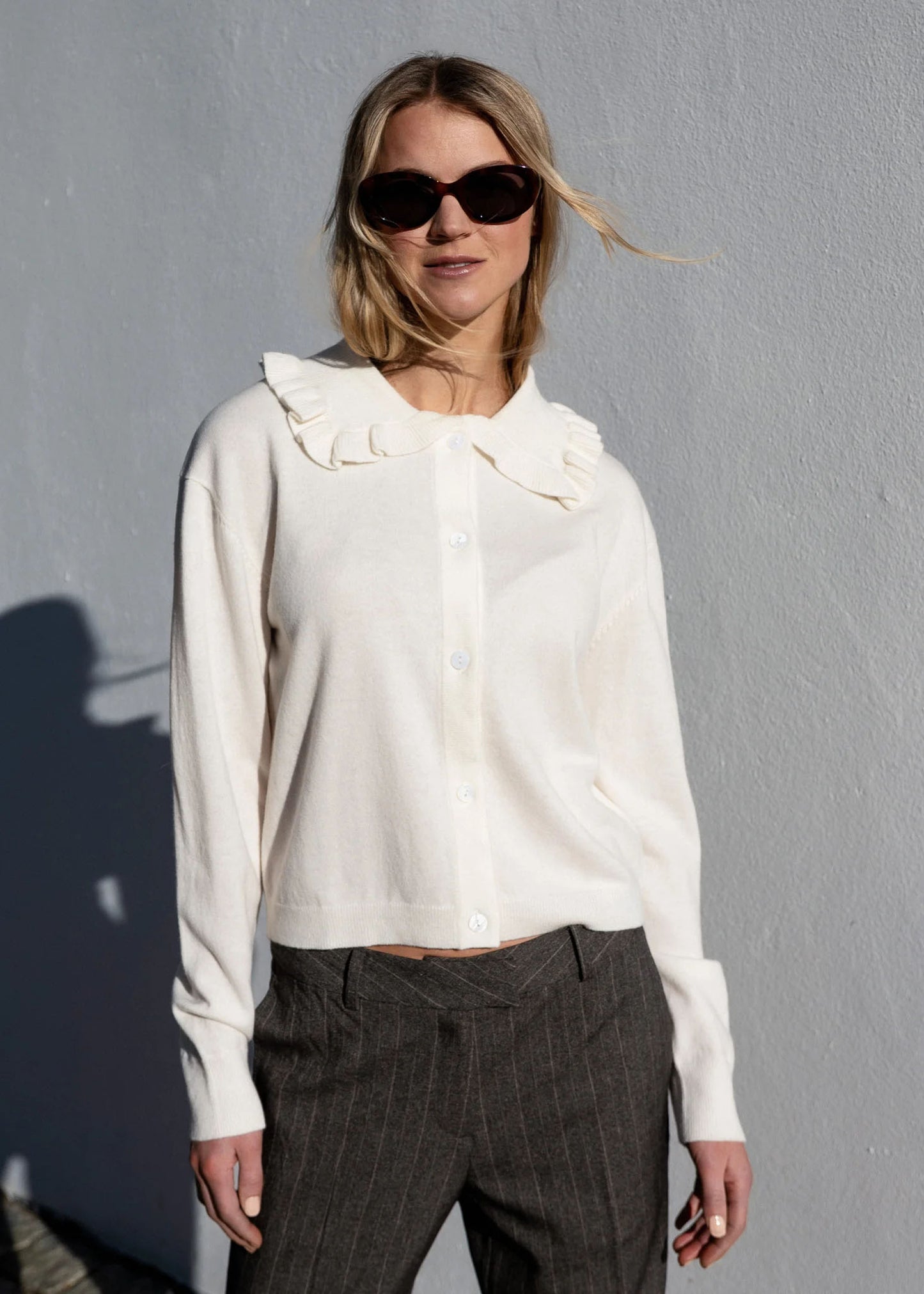 Diane Ruffle Cardigan Cream