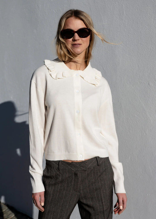 Diane Ruffle Cardigan Cream